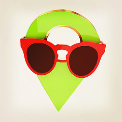 Image showing Glamour map pointer in sunglasses. 3d illustration. Vintage styl