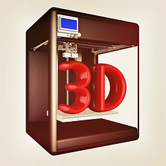 Image showing 3d printer. 3d illustration. Vintage style