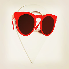 Image showing Glamour map pointer in sunglasses. 3d illustration. Vintage styl