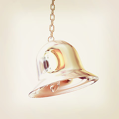 Image showing Shiny metal bell isolated on white background. 3d illustration. 