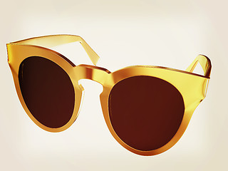 Image showing Cool gold sunglasses. 3d illustration. Vintage style