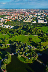 Image showing Aerial view of Olympiapark . Munich, Bavaria, Germany