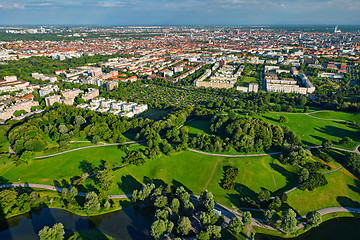 Image showing Aerial view of Olympiapark . Munich, Bavaria, Germany