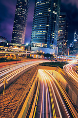 Image showing Street traffic in Hong Kong at night