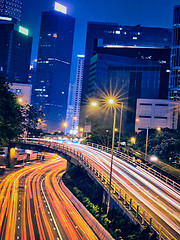 Image showing Street traffic in Hong Kong at night