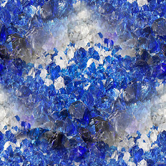 Image showing Many broken pieces of glass in white and blue, as seamless backg