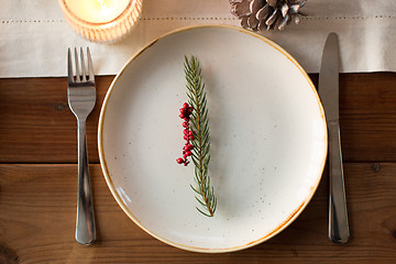 Image showing table setting for christmas dinner at home