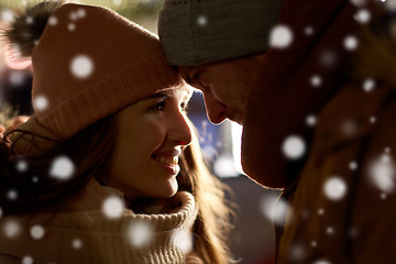 Image showing close up of happy couple in winter clothes