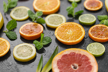 Image showing close up of grapefruit, orange, pomelo and lime