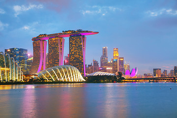 Image showing Singapore financial district with Marina Bay Sands