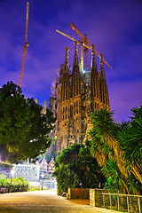 Image showing Sagrada Familia basilica at sunrise