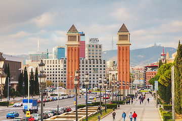 Image showing Overview of the city from the Montjuic hill