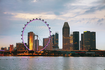 Image showing Downtown Singapore as seen from the Marina Bay