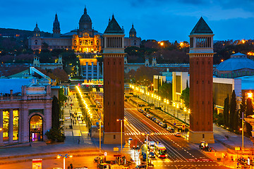 Image showing Aerial overview on Plaza Espanya