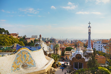 Image showing Overview of the entrance to park Guell 