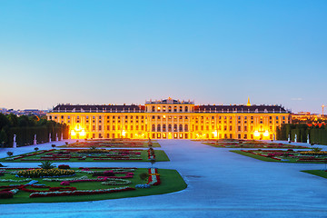 Image showing Schonbrunn palace at sunset