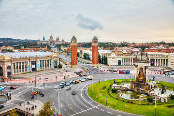 Image showing Aerial overview on Plaza Espanya