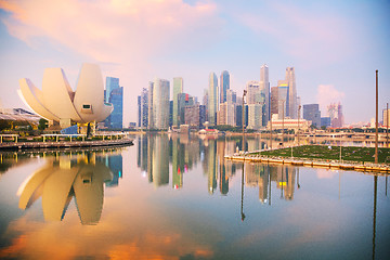 Image showing Singapore financial district in the morning