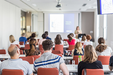 Image showing Academic presentation in lecture hall at university.