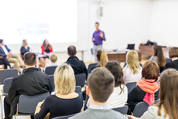 Image showing Audience in lecture hall participating at business conference.