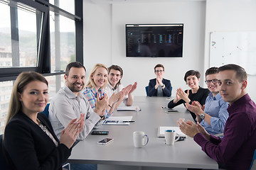 Image showing Group of young people meeting in startup office