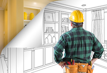 Image showing Contractor Facing Built-in Shelves and Cabinets Drawing with Pag