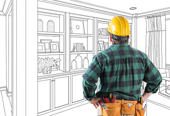 Image showing Contractor Facing Custom Built-in Shelves and Cabinets Wall Desi