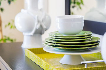 Image showing Apple Green Accents Decorative Dining Abstract in Home