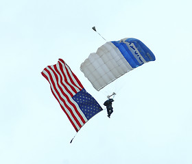 Image showing Skydiver with US flag
