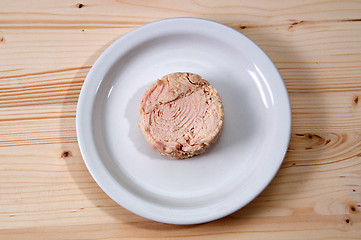 Image showing white tuna on plate from above