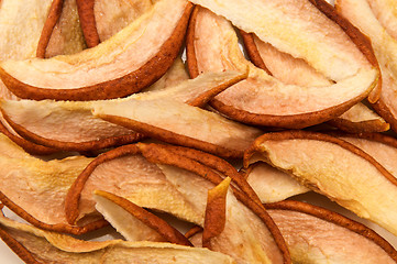 Image showing dried apple slices top view up close