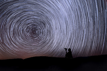 Image showing Bright Star Trails in Big Bear, California at Night