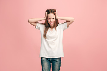 Image showing The squint eyed teen girl with weird expression