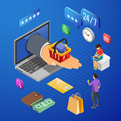 Image showing Internet Shopping Online Payments Isometric Concept