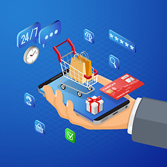 Image showing Internet Shopping Online Payments Isometric Concept