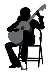 Image showing Young woman acoustic guitar player