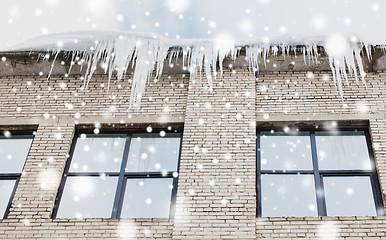 Image showing icicles on building or living house facade