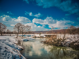 Image showing Spring landscape with river