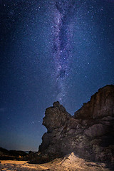 Image showing Queen Victoria Rock under a sky full of stars