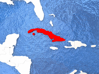 Image showing Cuba on globe