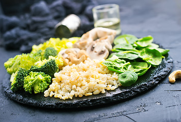 Image showing bulgur with vegetablew and eggs