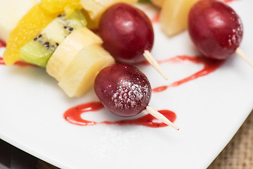 Image showing Fruit and cheese plate