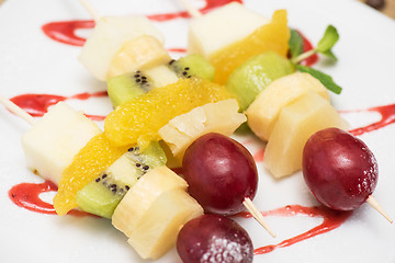 Image showing Fruit and cheese plate