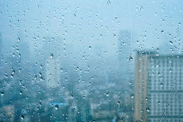 Image showing Rain drops on window