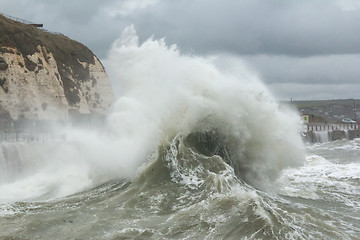 Image showing Waves and Spray at Newhaven Harbour