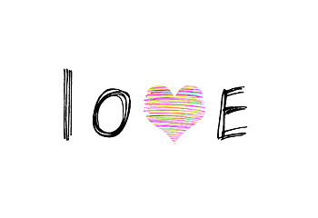 Image showing Word ''Love'' with abstract heart on white background