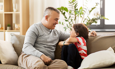 Image showing happy father with little son at home