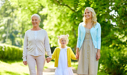 Image showing woman with daughter and senior mother at park