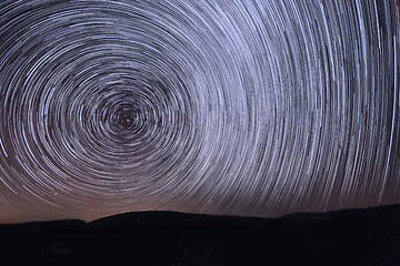 Image showing Bright Star Trails in Big Bear, California at Night