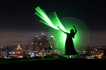 Image showing Colorful Long Exposure Image of a Woman